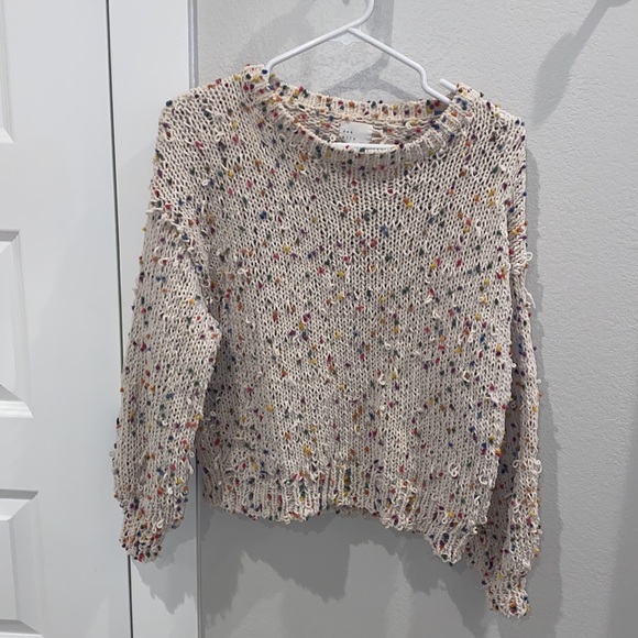 EUC Dee Elly Colorful Boutique Rainbow “Pulled” Knit Sweater Size M Medium - Picture 6 of 10